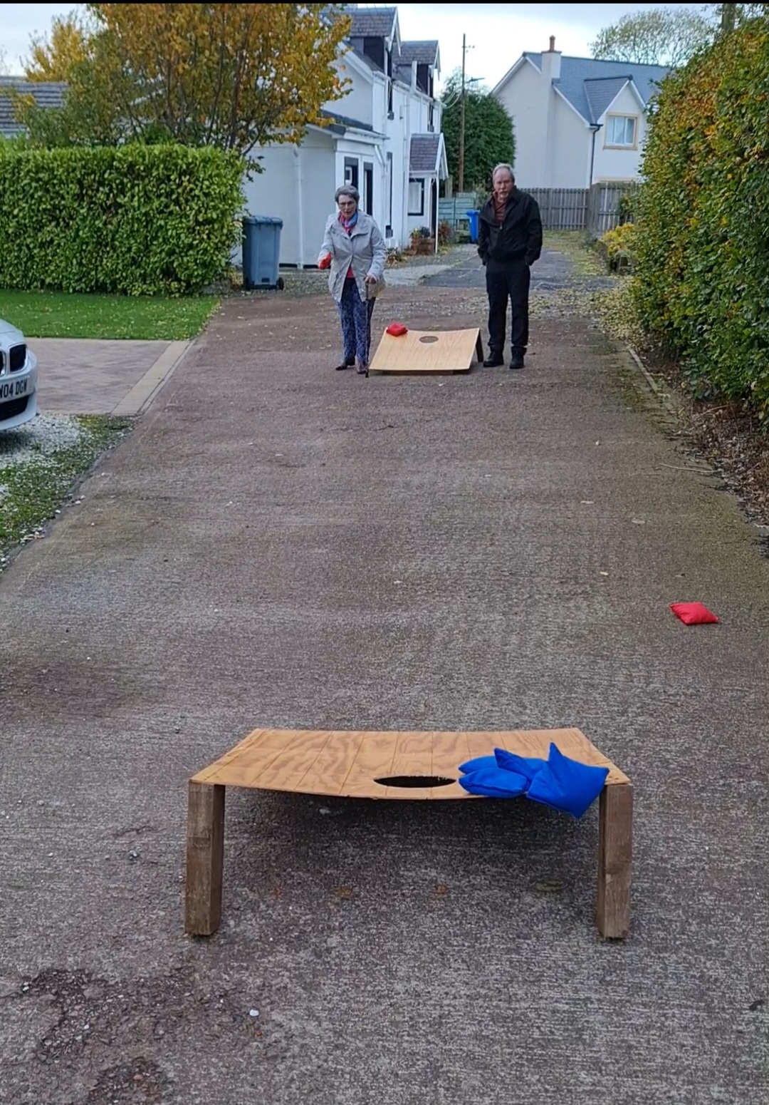 Head Coach Kenny overseeing Norma's 1st game @ DIY Cornhole, Scotland. Chilly but fun. Will promise to keep the game going this side of the water in your honour Kenny. Forever in our hearts.
