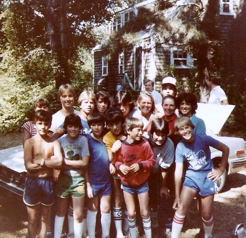 Booth Cottage crew, John is standing behind Erin and Gail, Brewster MA, circa 1983