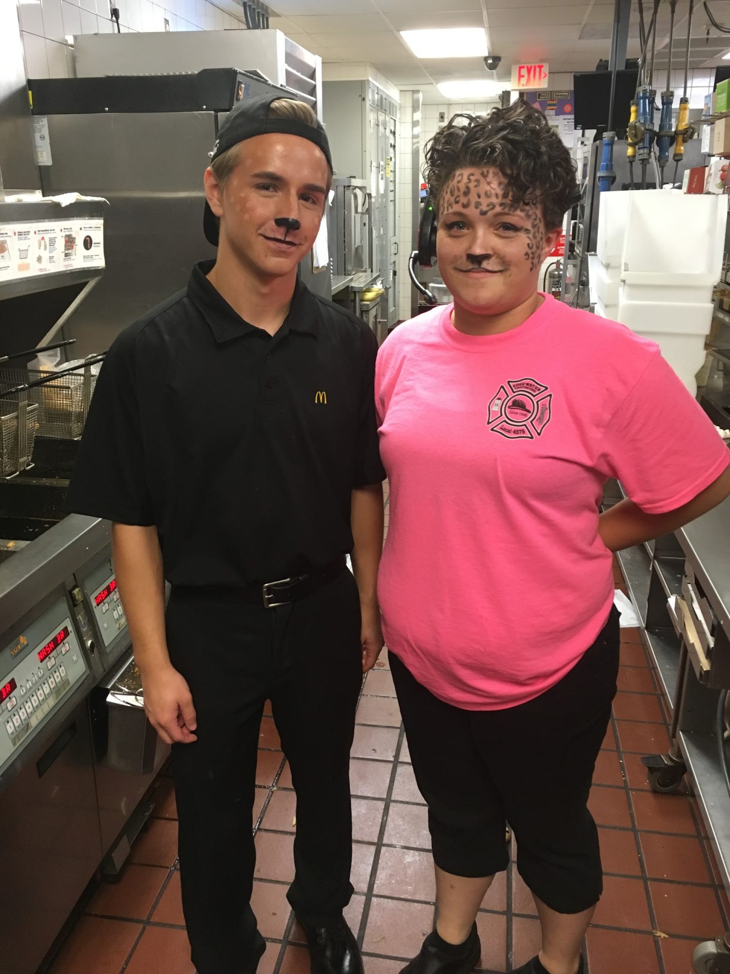 Me and Stone working overnight at McDonald’s Halloween 2015<3