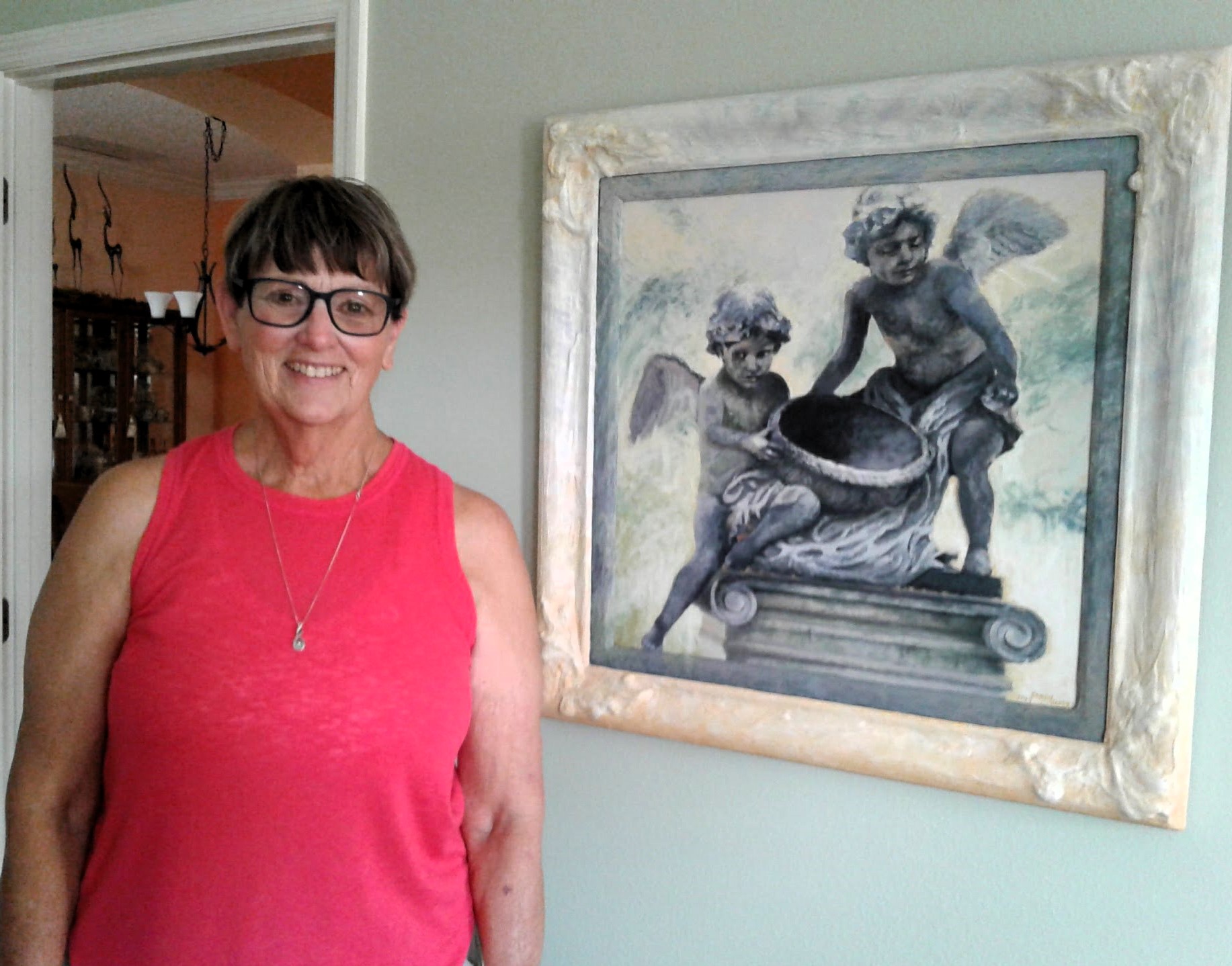 “Angelic Assistance”<br />
This scene is from a trip to Englund, where my camera was always ready to capture a moment, I may never see again. I think cemeteries are places of peace and thoughtfulness. E<br />
Which to me, is a place to revere the gift of life, and reverence for lives past. I love faces craved from stone, expressions that mirror our own as we contemplate a memorial to life and love. <br />
Candy Clark 2018