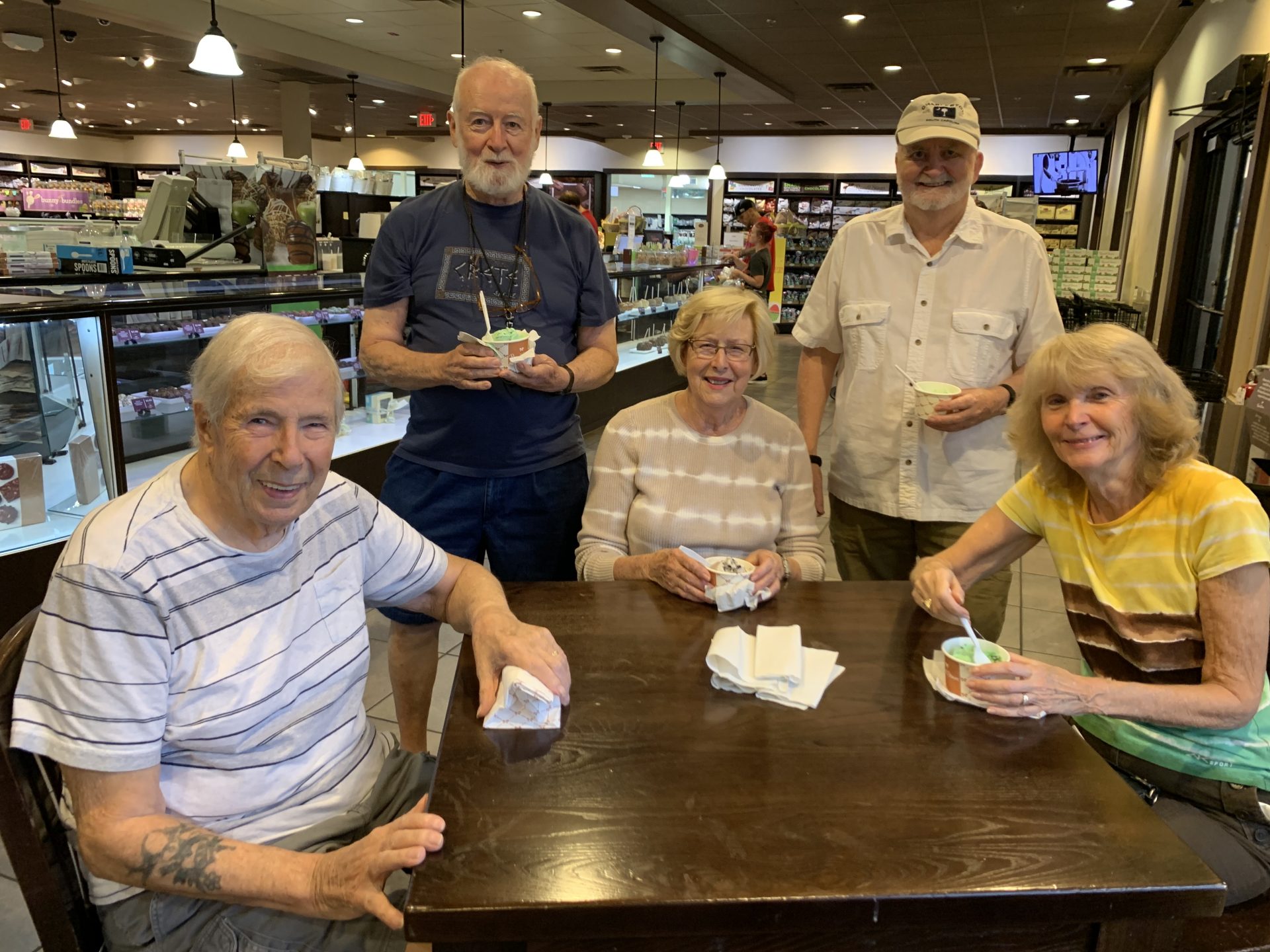 Frank with his ice cream gang. He enjoyed having a sundae.