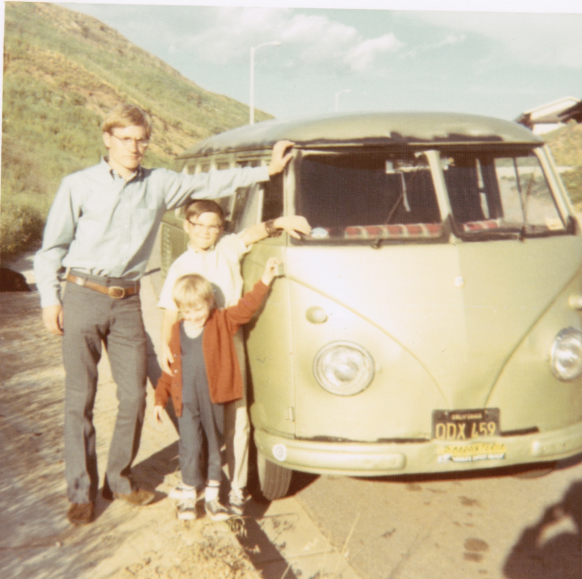 Kolby and Toren thought the van was cool, Nancy, not so much.  Santa Paula, 1969