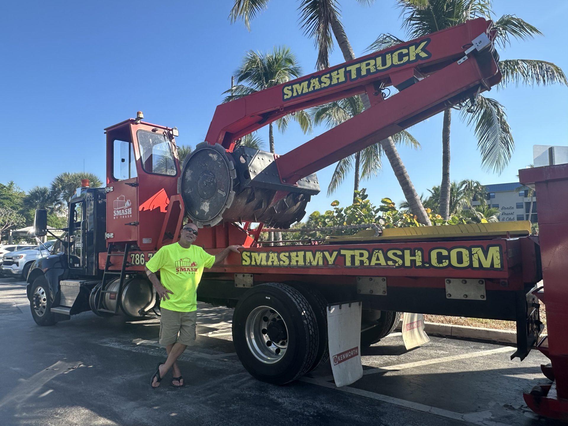 Chuck with his SMASH truck at the Bonita Springs Beach Clean Up in September 2024