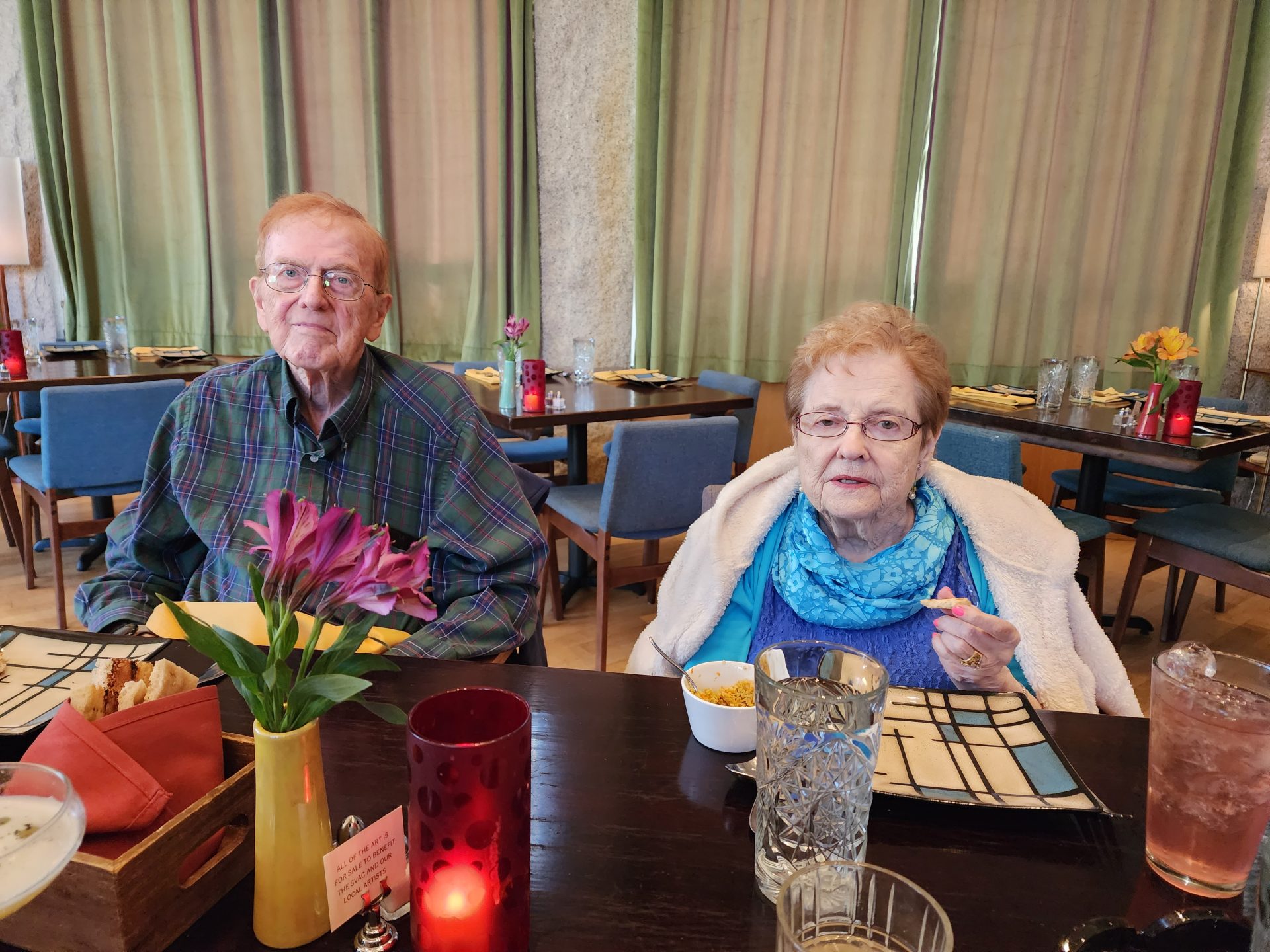 Dave and Mary at dinner, The Silver Fork, Manchester, VT