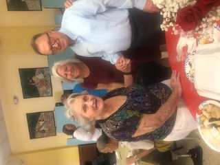 Rosemary & Nancy attending Father Alvaro's retirement luncheon