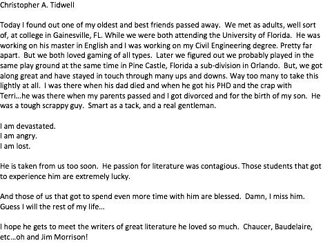 This is my tribute to my friend.