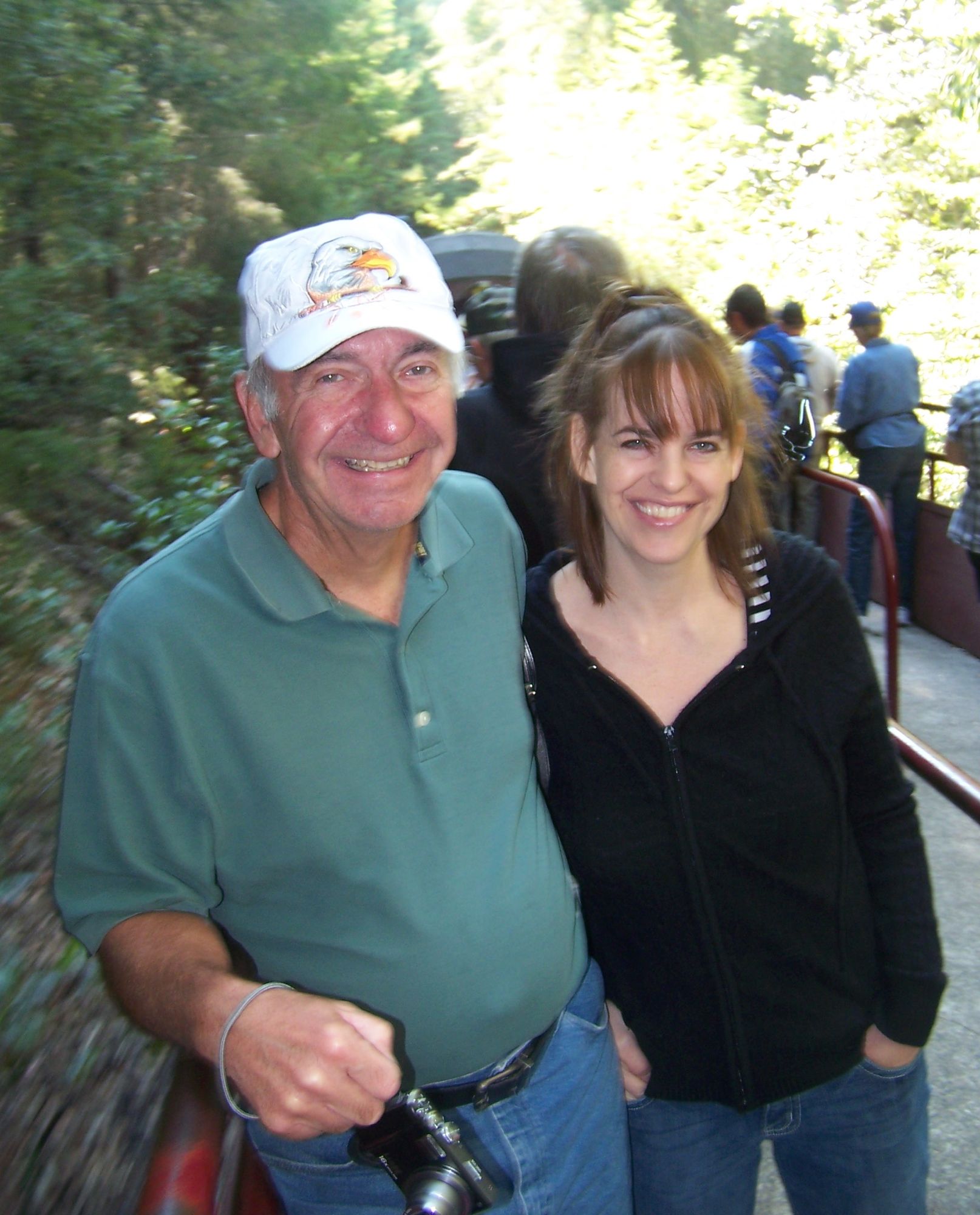All aboard, the Mendocino skunk train Aug 22, 2014. Dad and Janine.