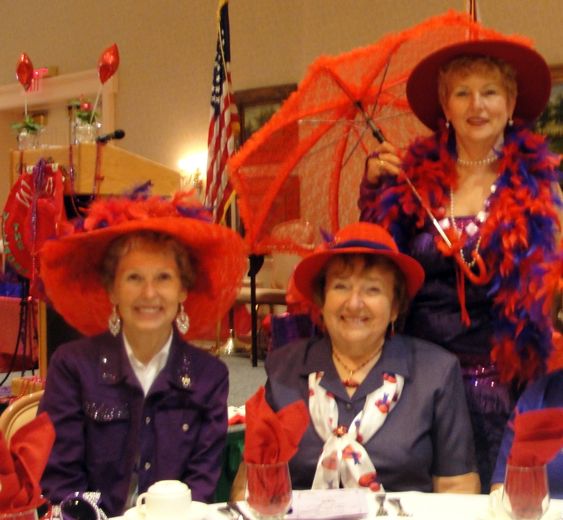 Ruthie, Diane & Jean at a Red Hat Luncheon.<br />
Ruthie was a much loved friend and neighbor.<br />
We will miss her.