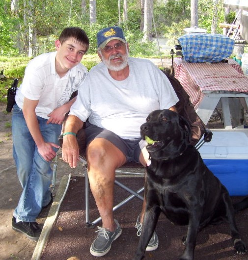 Dad, Jacob and Bear.  I'm pretty sure the two in this photo was two of my Dad's favorites.  This photo was actually cropped for his profile Facebook photo.  Taken in April of 2010.