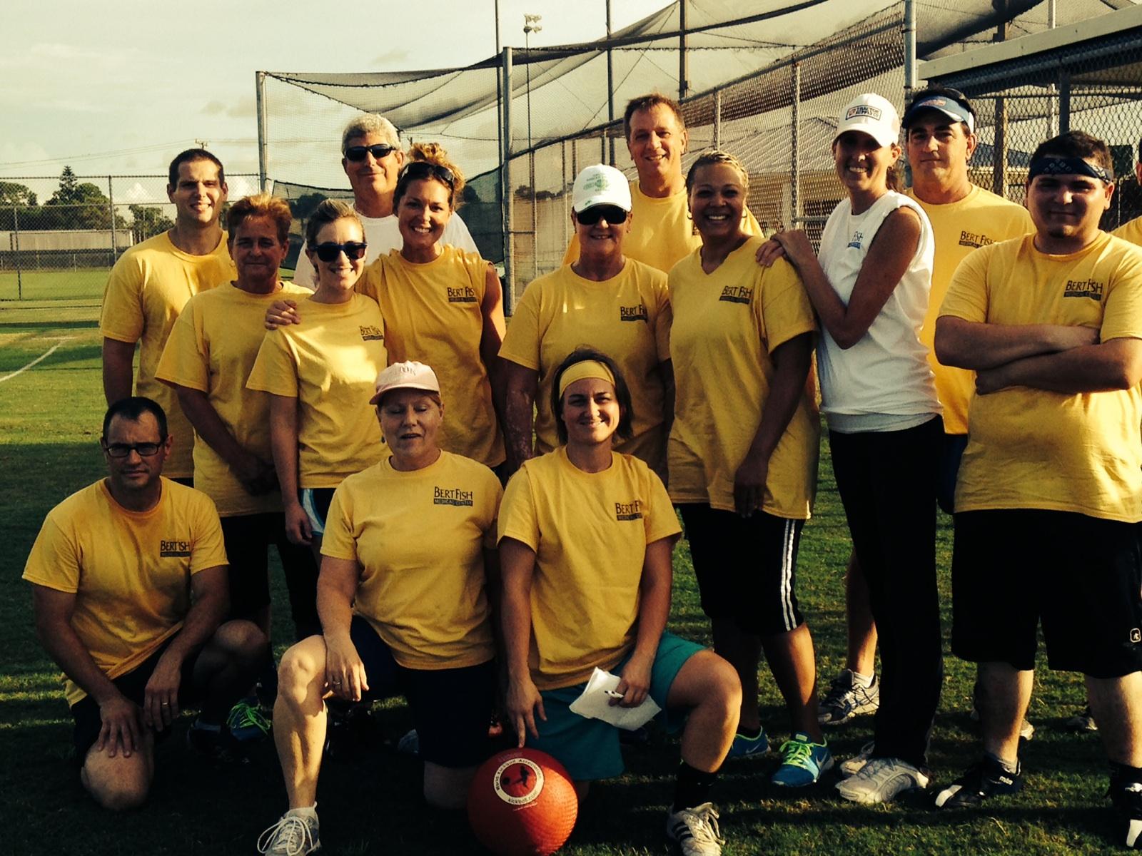 Bert Fish inaugural kickball team. I only knew Shelley for the two years I was a PT at Bert Fish, but she was always a light to anyone's day. She knew how to brighten a room, whether on the kickball field, playing fantasy football and smack talking, or inviting me and my pup over to catch Whatever was digging holes in her yard. She was a great spirit and the people that were lucky enough to have met her will always carry that liveliness with them. All the best.