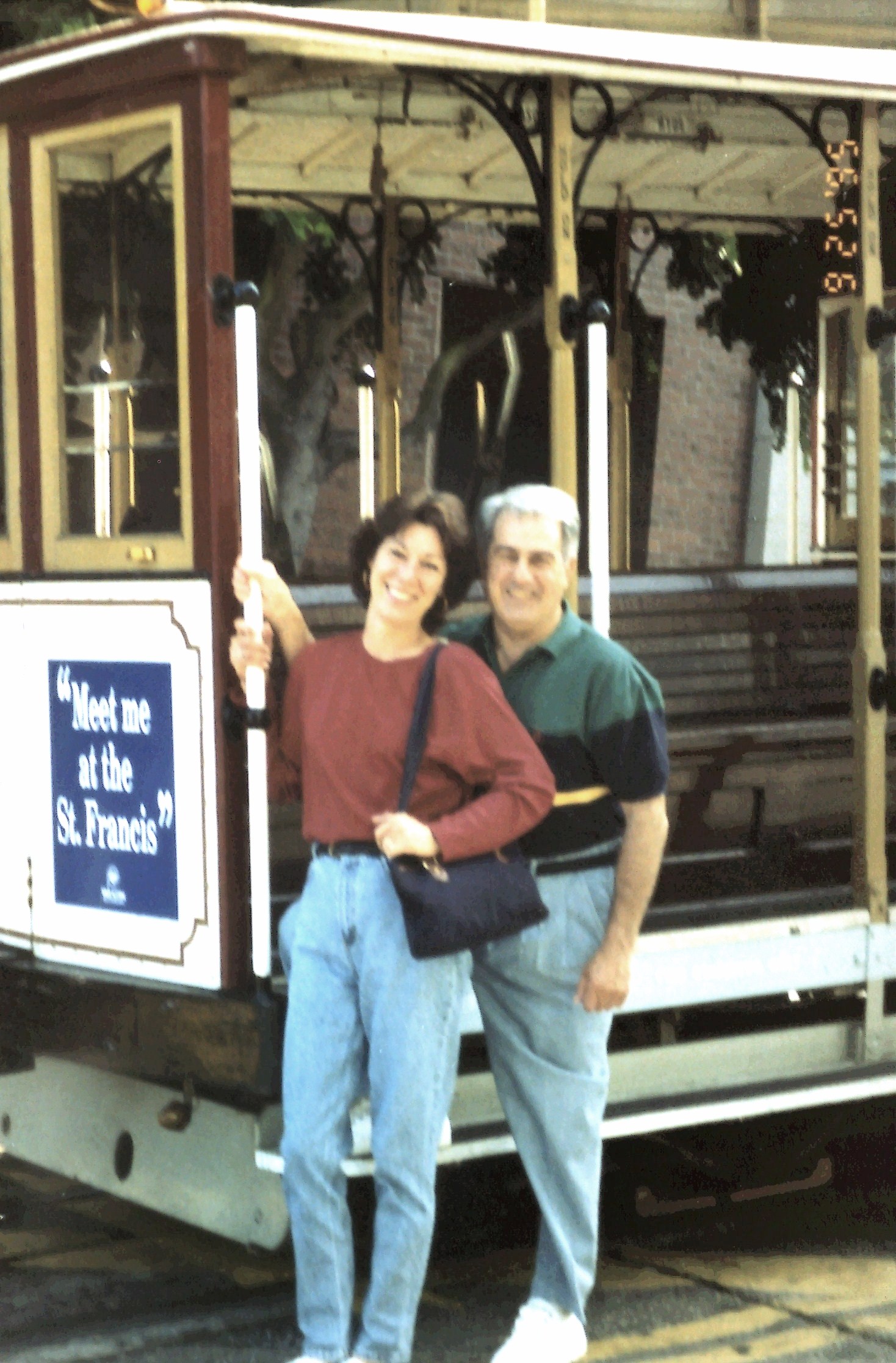 Kathy & Richard San Francisco Cable Car 1995 visiting brother Danny and Nancy Miessau