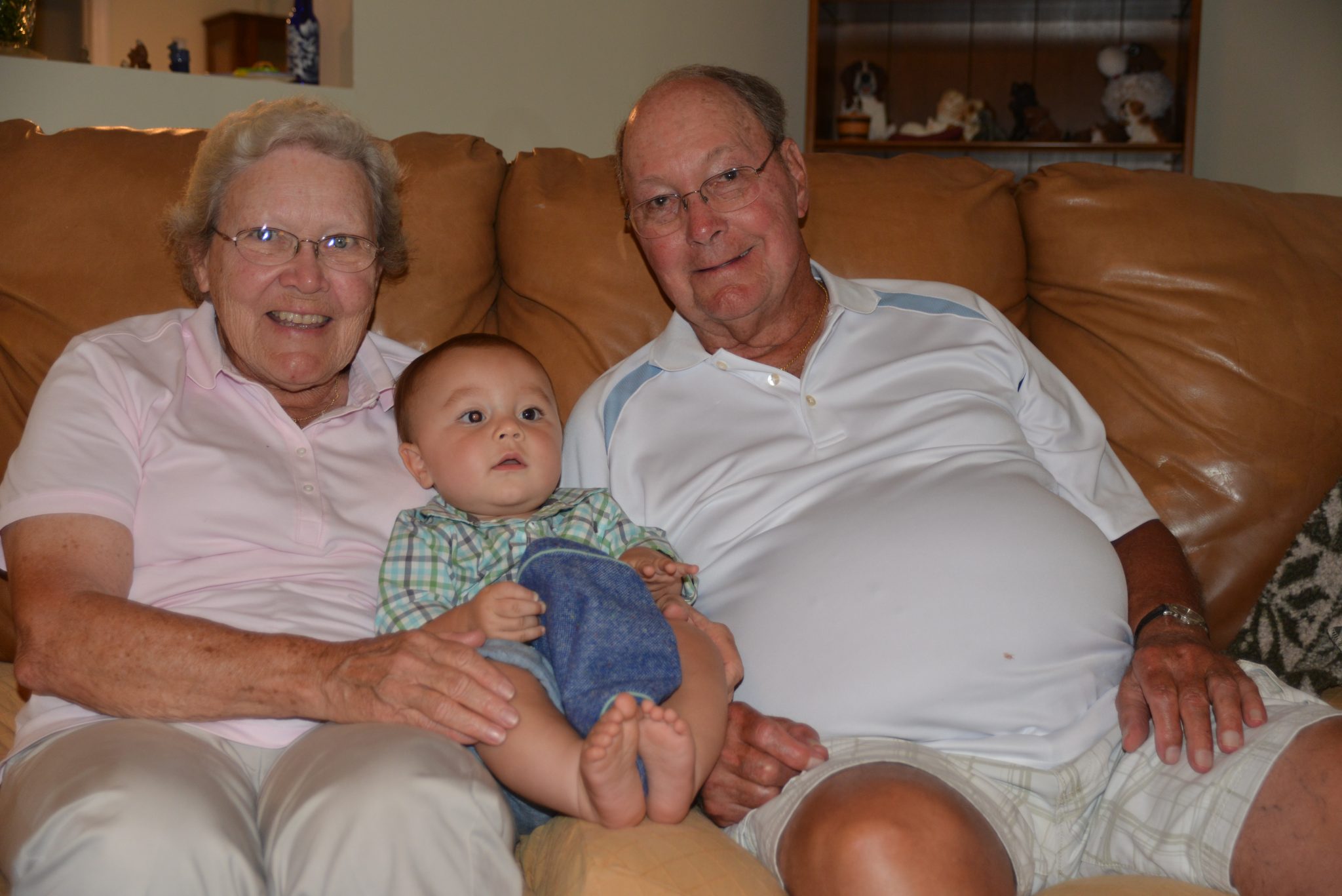 Gramps and Grandma with Great-Grandson, Lucas on his first birthday.