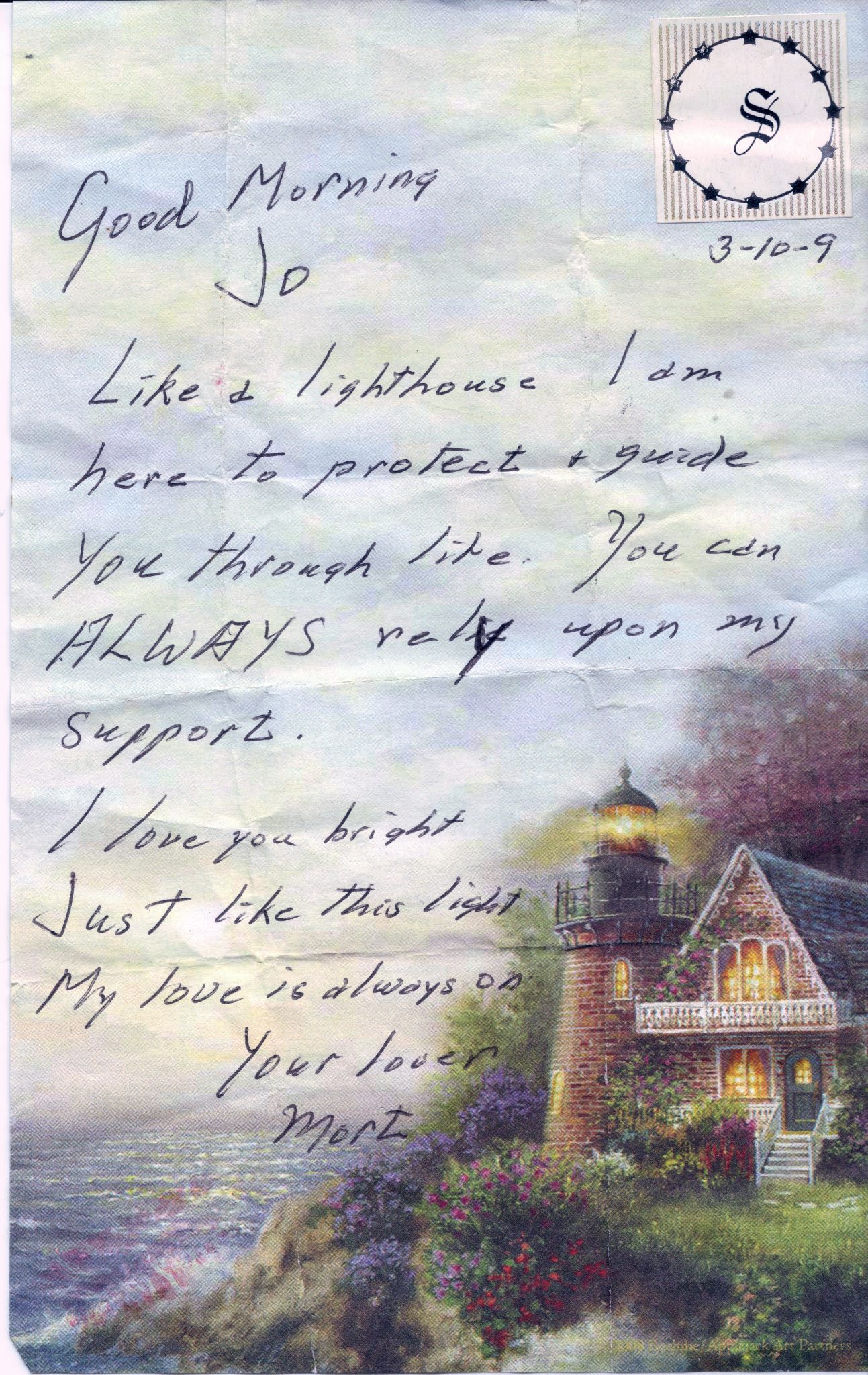 A Letter to Joanne from Mort 3/10/2009