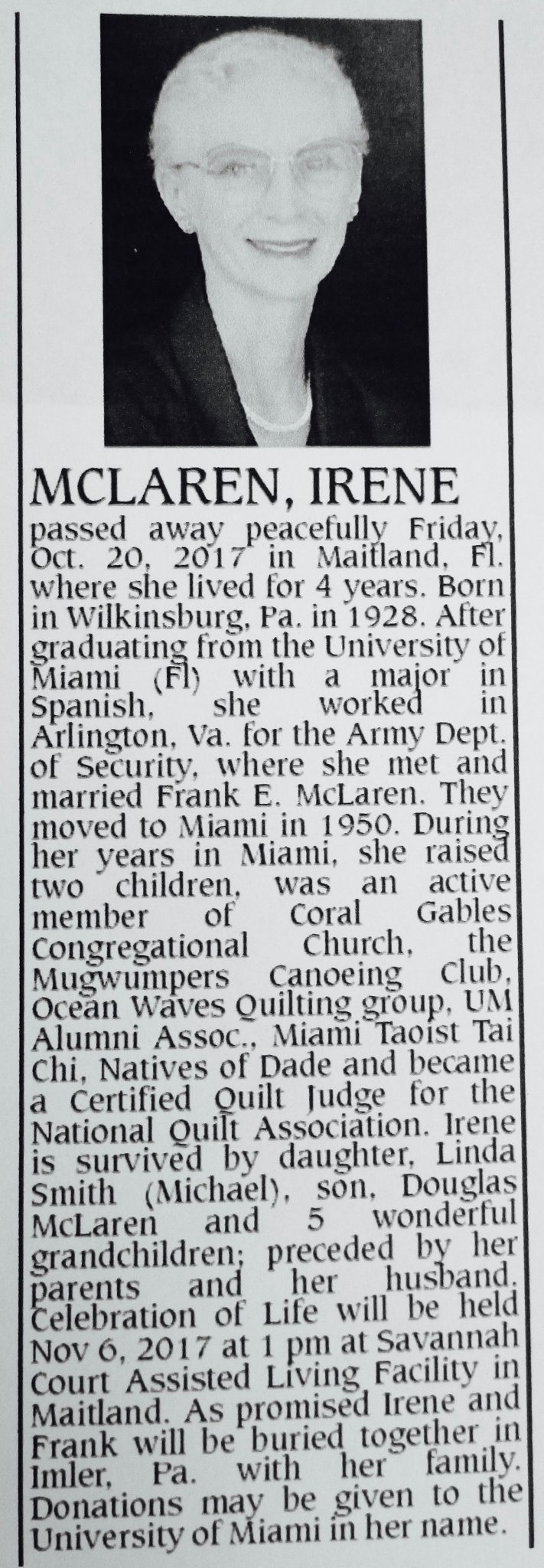 Obituary from Miami Herald