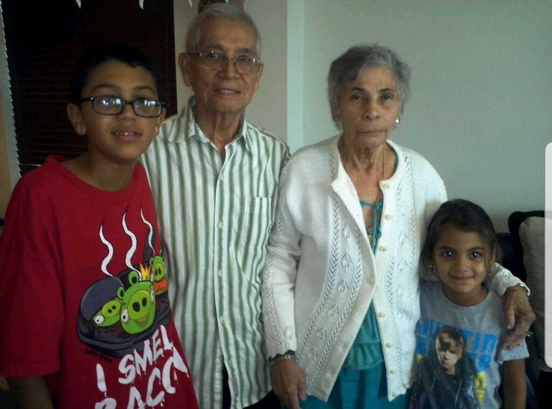 Grandma and Grandpa with their great grandkids, Angel and Iliana. So special. You will be missed grandma.