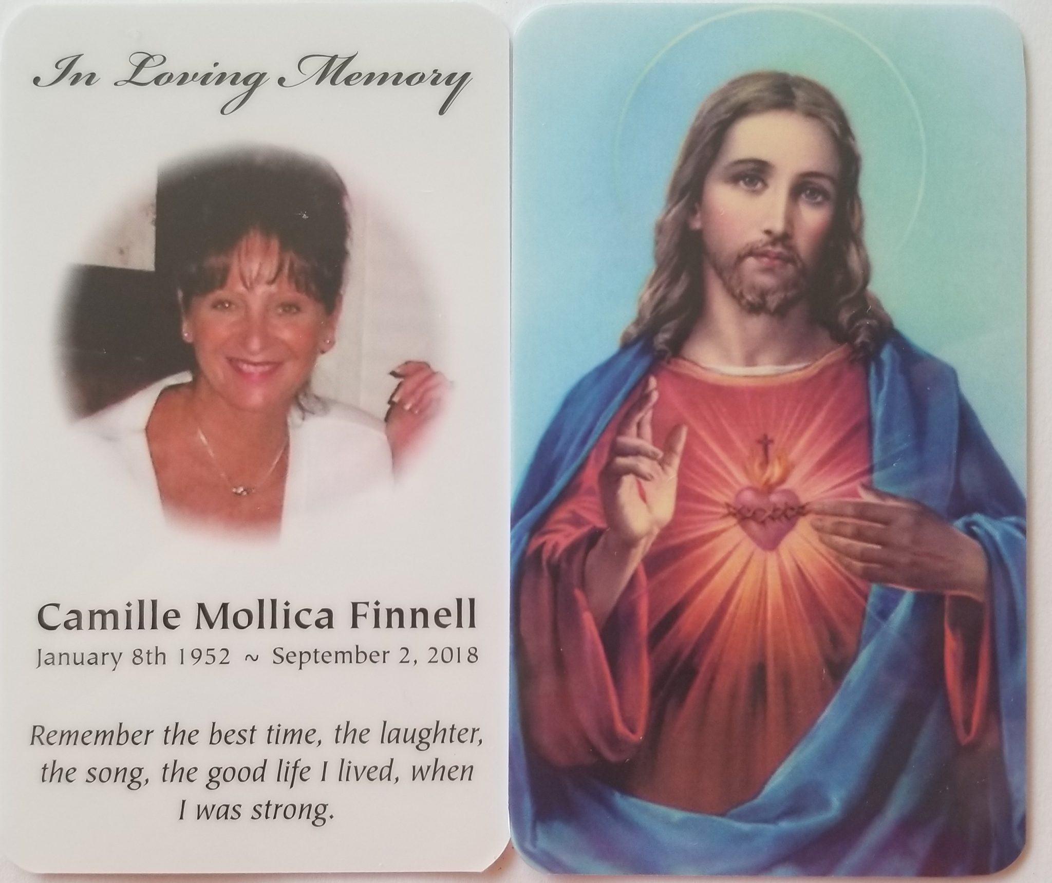 Camille's Memorial Card