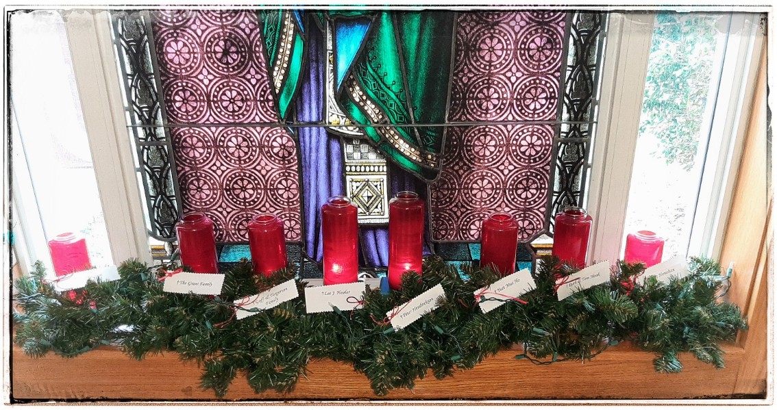 Your Memorial Candle in the Church window from your Childeen Mom.