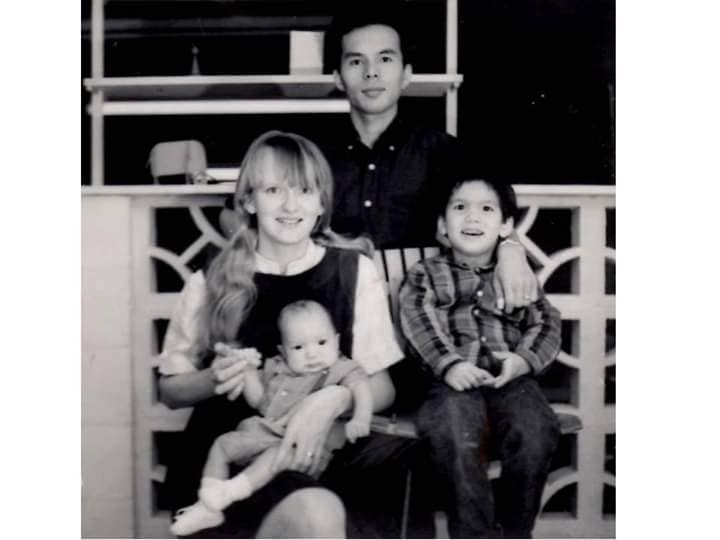Mom with Dad (Ikki), Bin, and Tai in the early 60s.