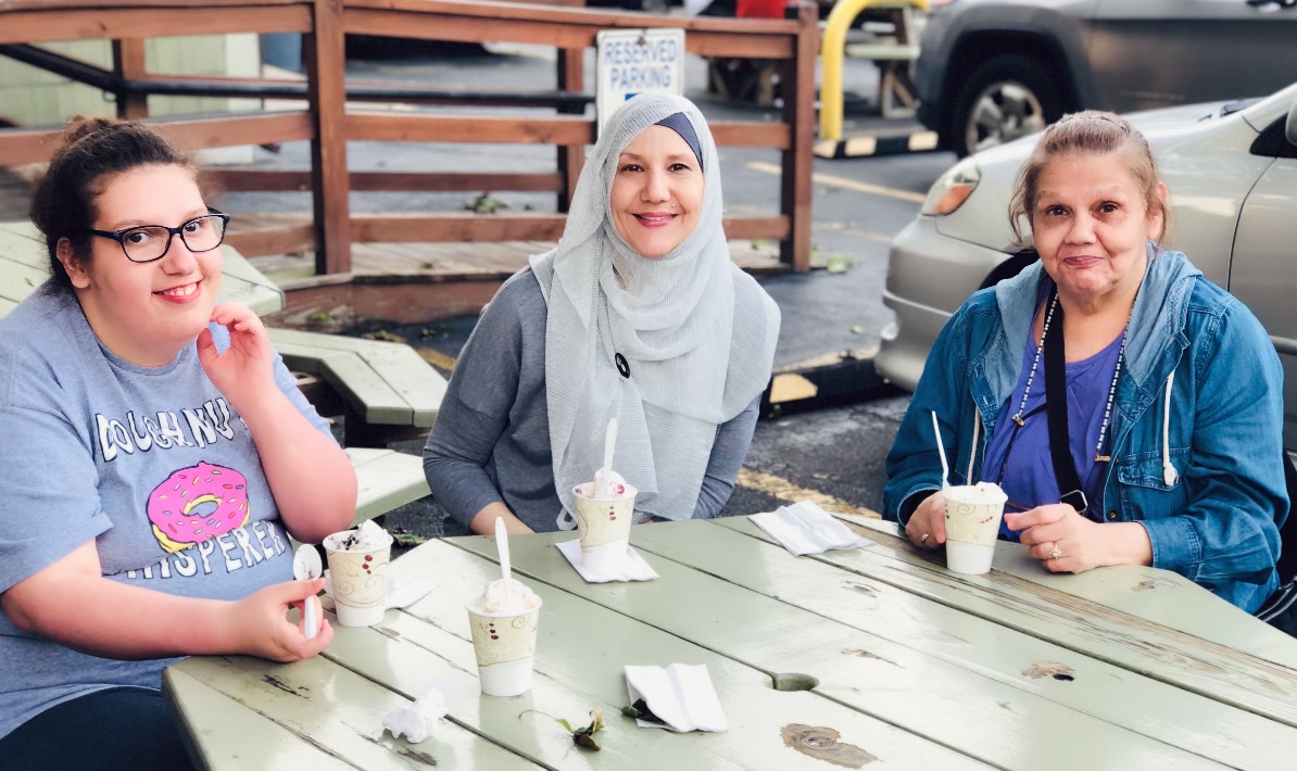 Destiny, Lisa & Mom enjoying some yummy ice cream  at Country Whip in Acushnet