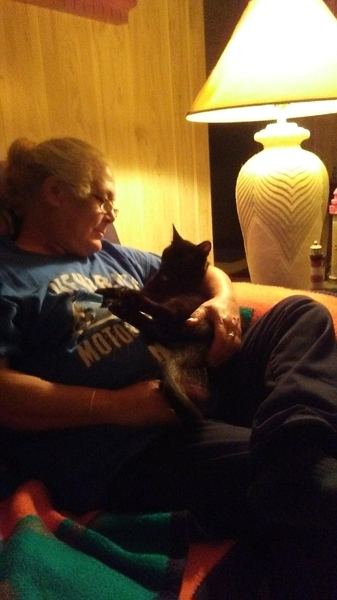 Vicky and Buddy aka Bubba<br />
her much loved cat. 2019