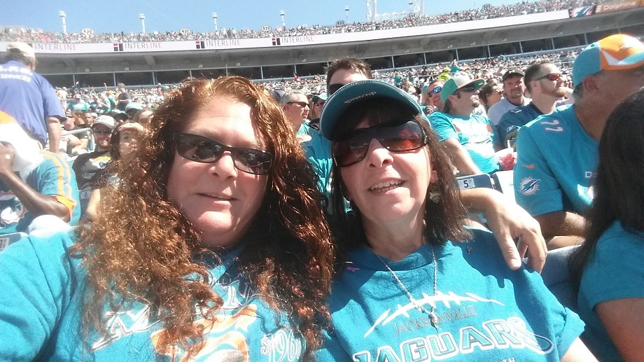 Vicky and I at a Jaguar/Dolphin football game.
