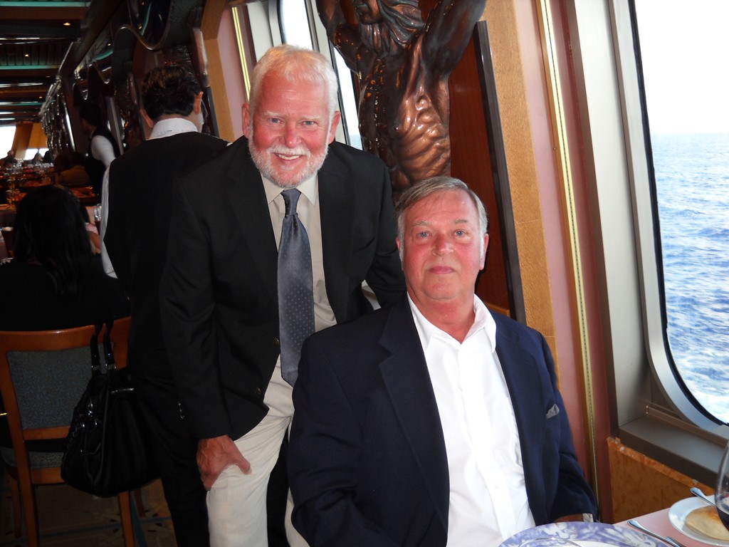 John & I at the Captains dinner aboard ship in the Bahama's.
