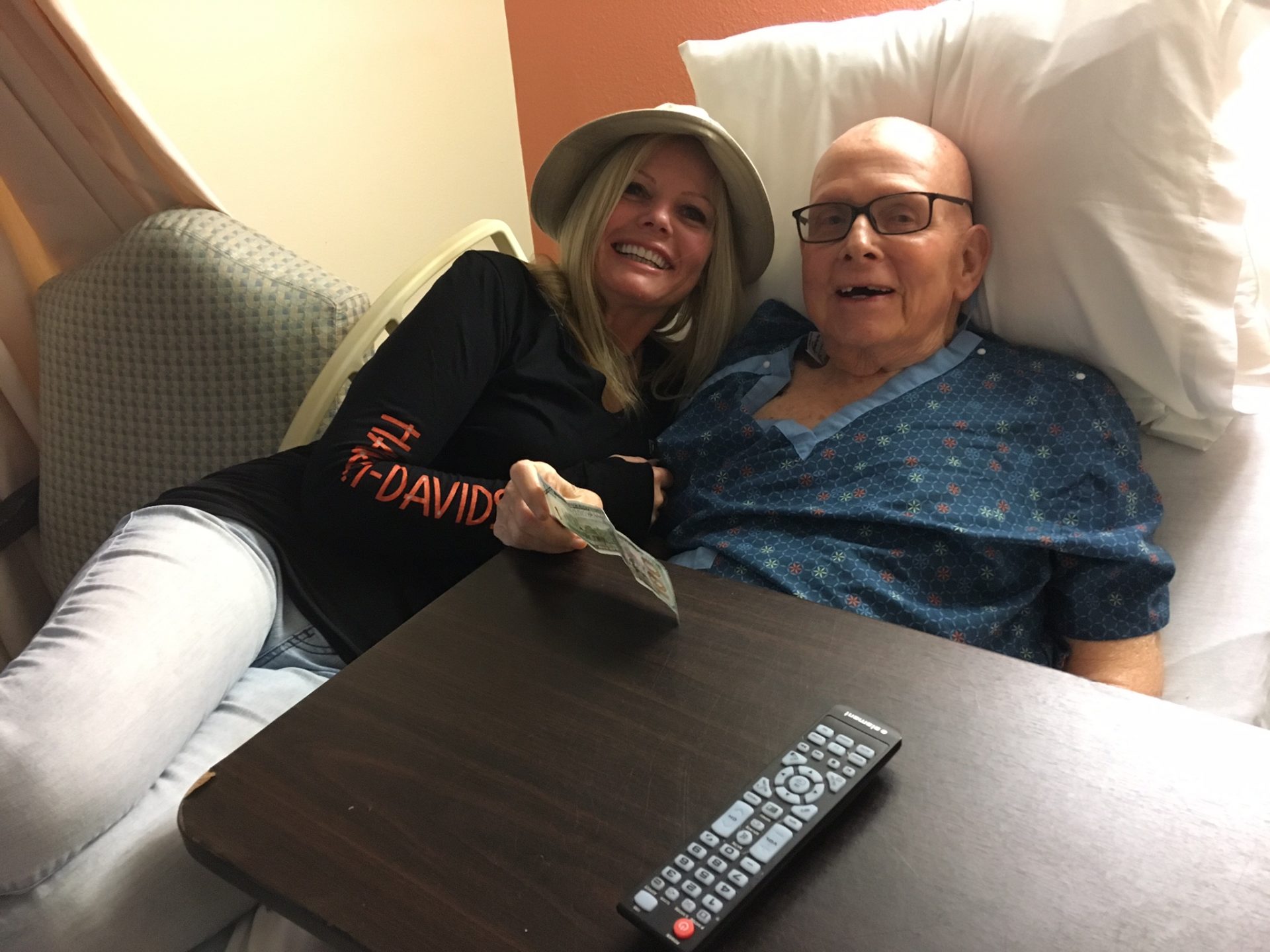 Dad and Nora during a Thanksgiving visit