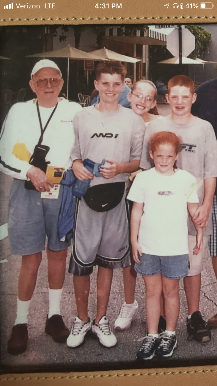 Bob with the grand kids Universal Studios, FL.  July 2001