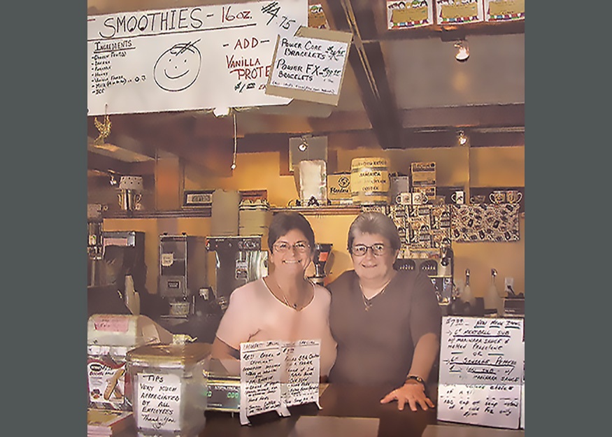 Lorraine and Cindy at their coffeeshop