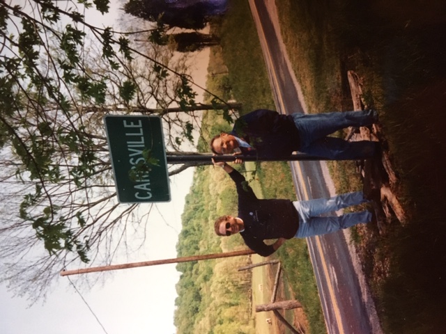 Bob and Sam coming into Carrsville, Kentucky for Bob's High School Reunion at Salem High School 1995
