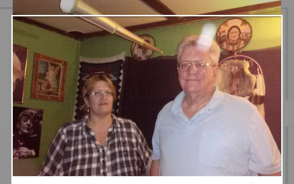 Victor and I in the sèance room after a séance and look at that orb over his head.