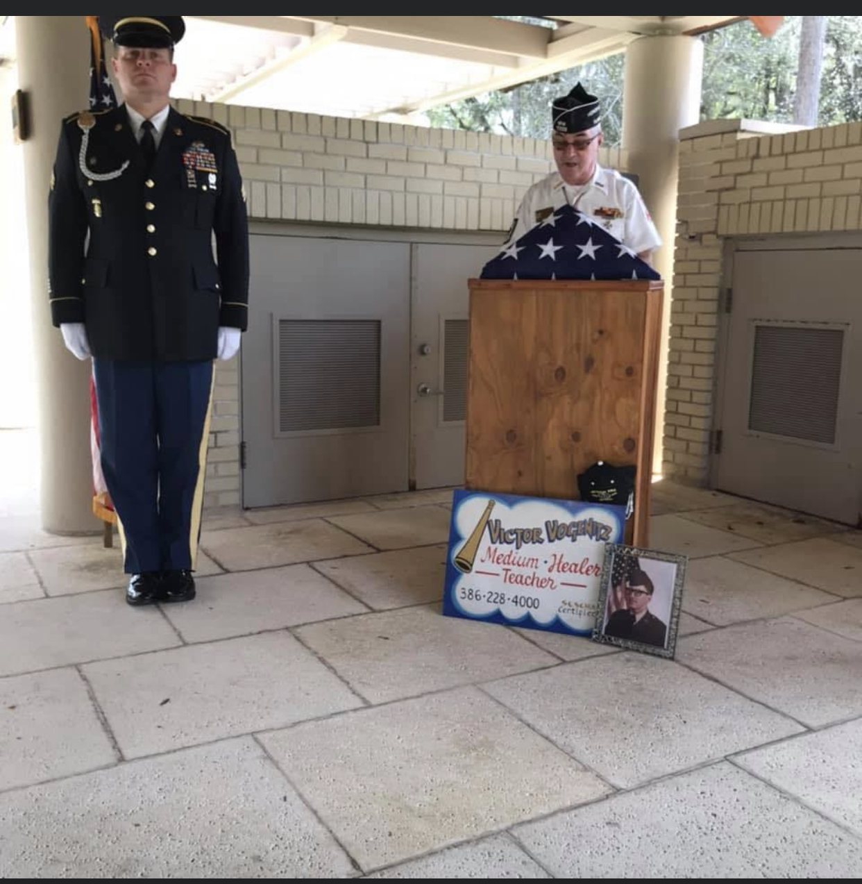 The VFW post 10209. Presenting the colorguard, flags,  guns,  tabs . beautiful! such an amazing, respectful ceremony.