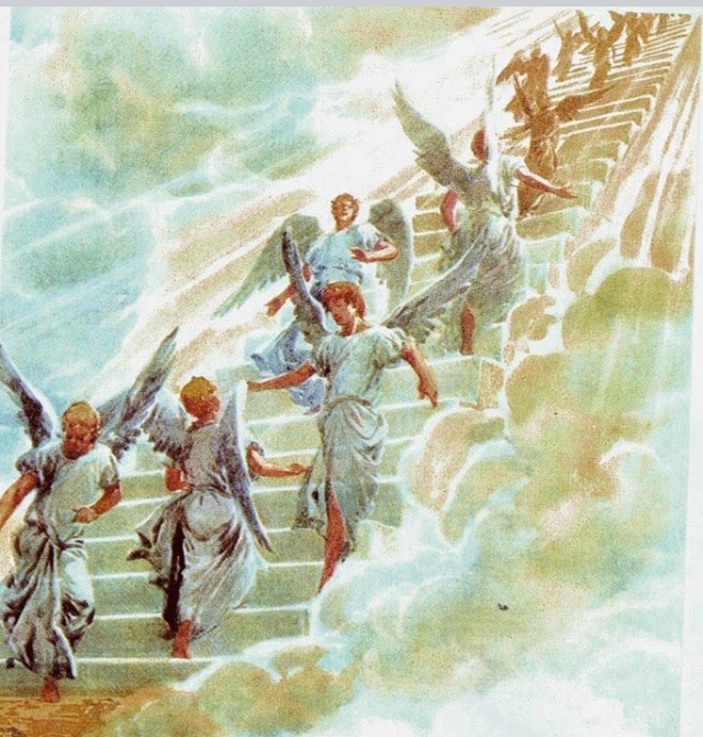 Jacobs Ladder, This illustration shows spirit can go up the ladder and back down to visit us when they want.
