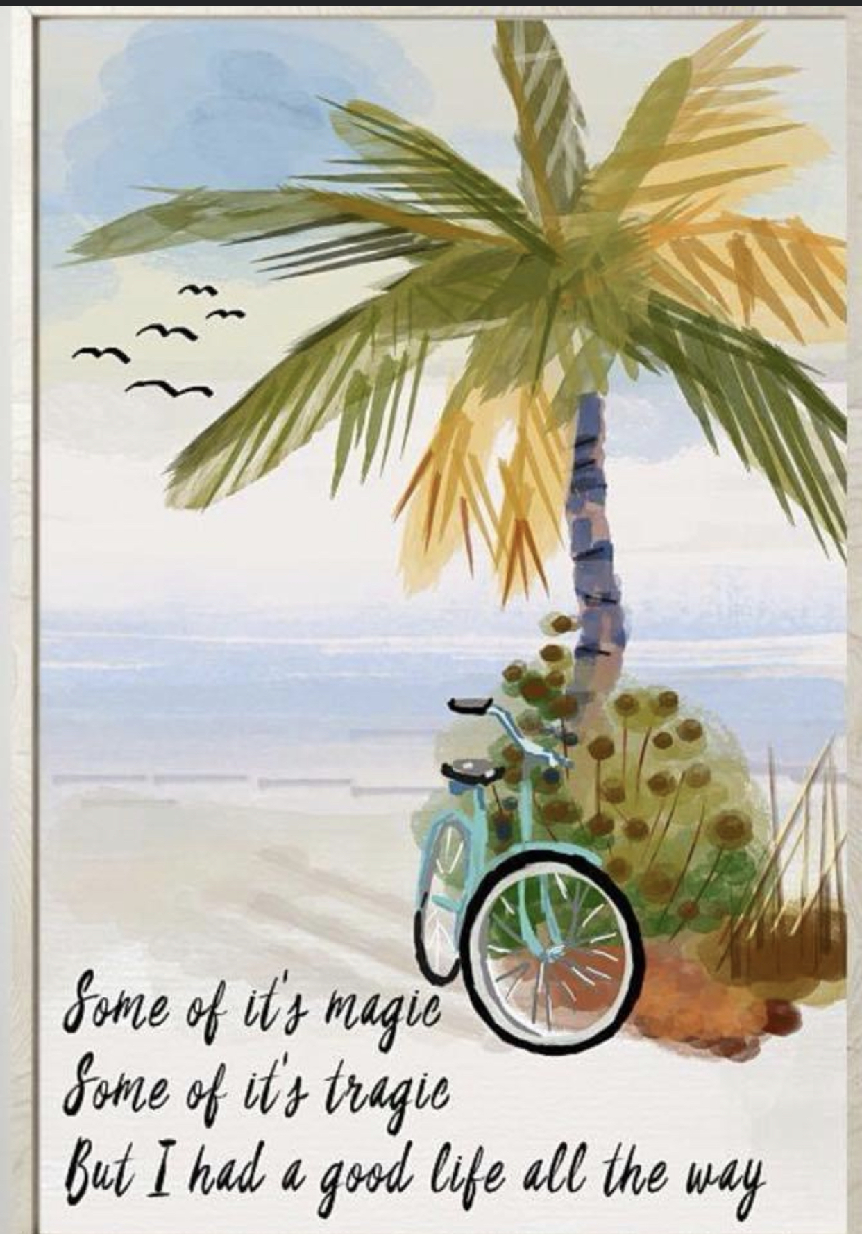 Our favorite poster by Jimmy Buffett still hangs in the hall! ♥️