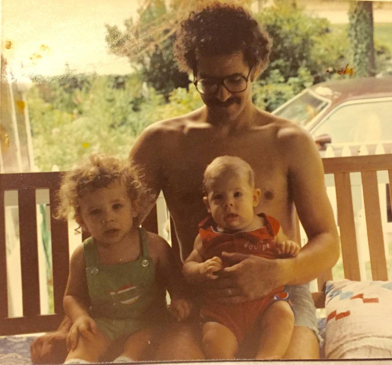 Dan, Matt & Nate on front porch on Dill Road, South Euclid, OH in the summer of 1981.
