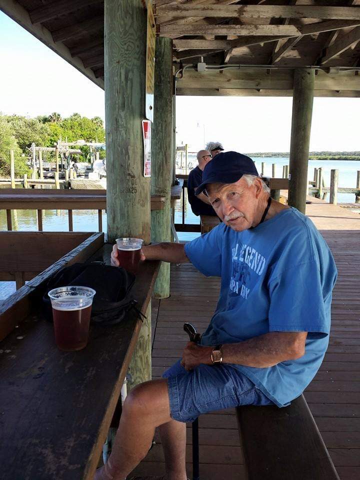 Dad enjoy the weather & a beer at BJ's