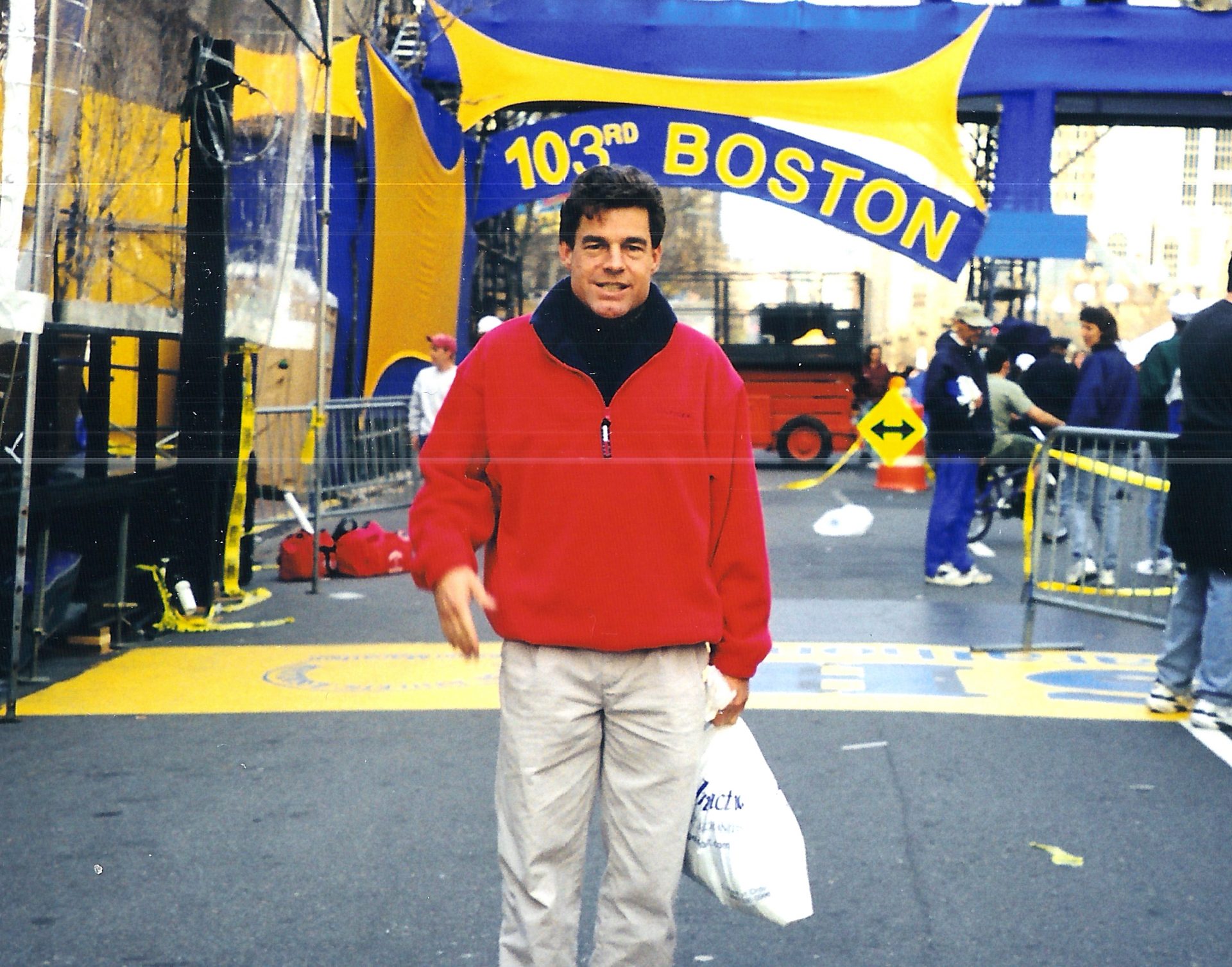 Tom completing the Boston Marathon, 1999 & 2000.