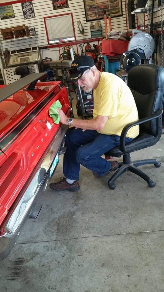 James hard at work on one of his cars