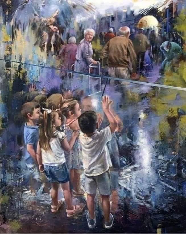 This painting was done in honor of all the deceased grandparents of COVID-19 who were unable to say goodbye to their grandchildren Artist Juan Lucena