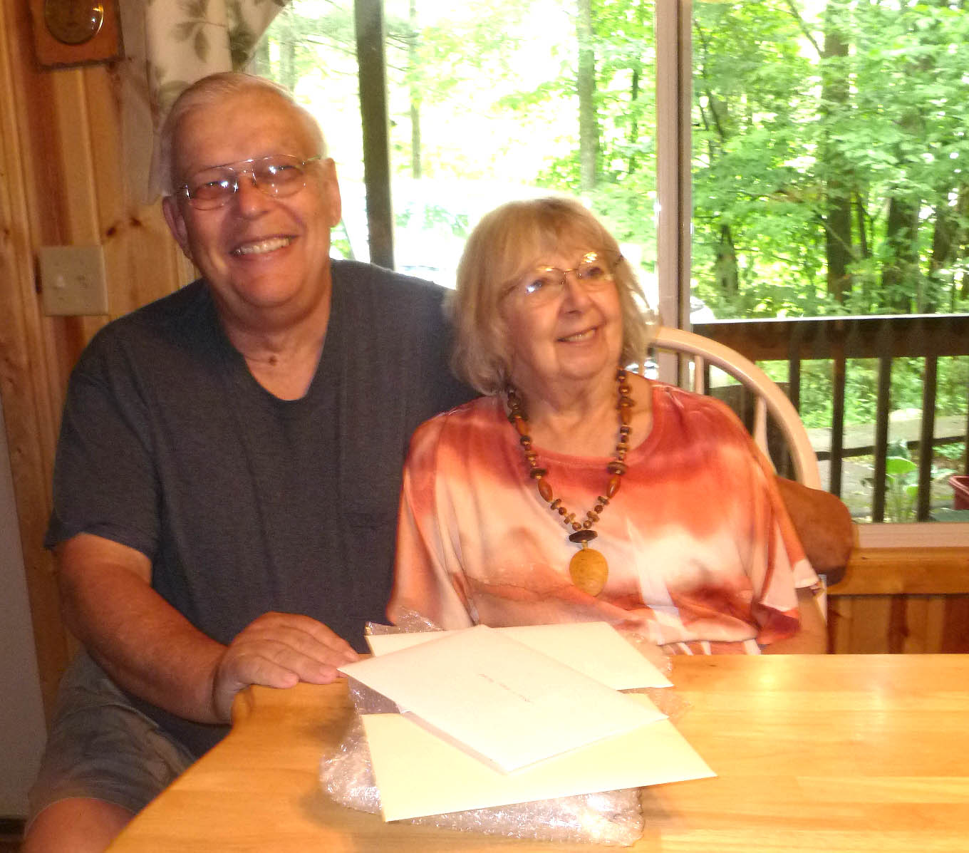 Mom and Dad at the cabin.