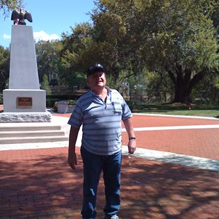 Dad in the military park when we went to see his brick.