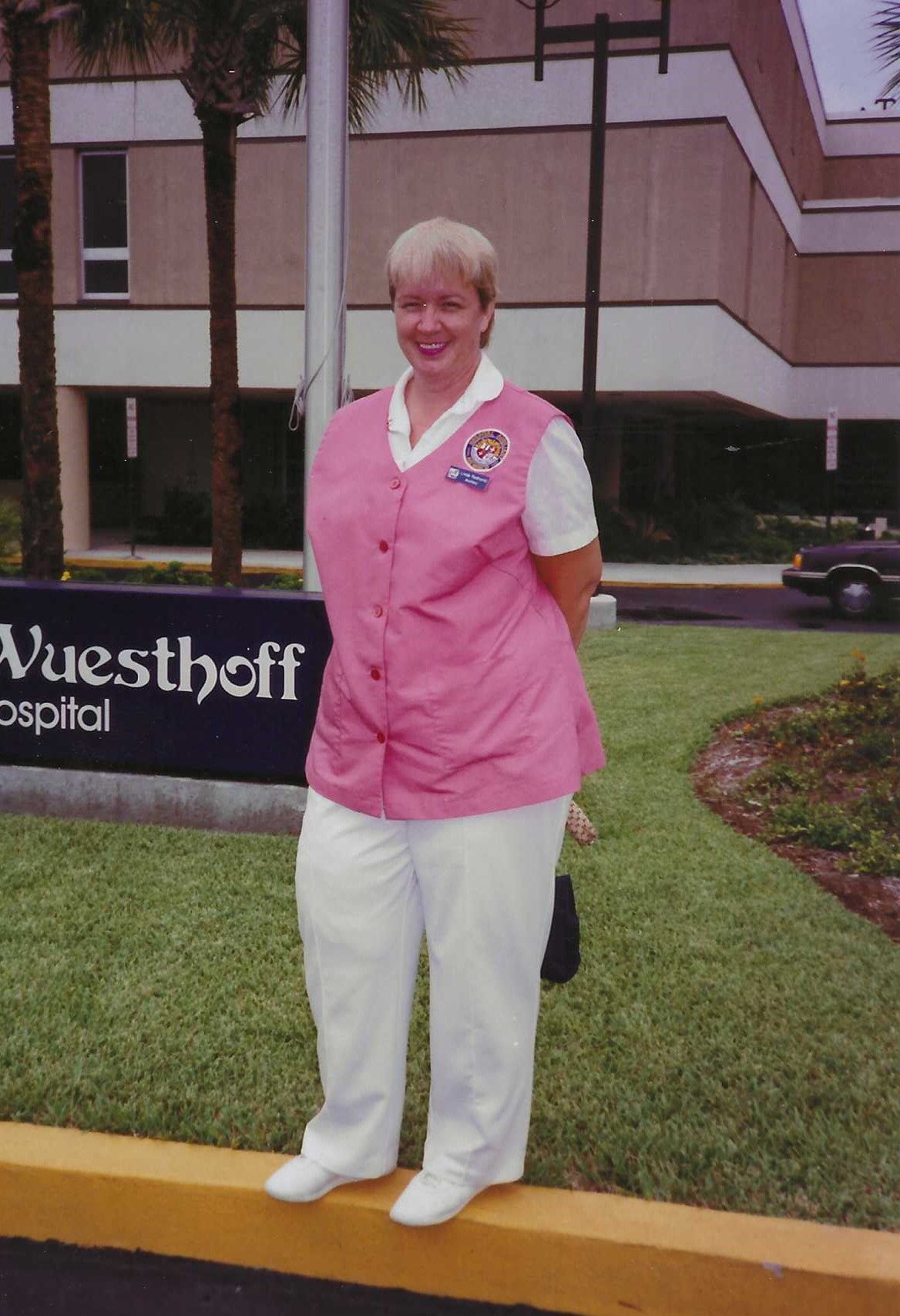 Linda volunteered as a "Pink Lady" at Wuesthoff Hospital in the late 80's/early 90's.
