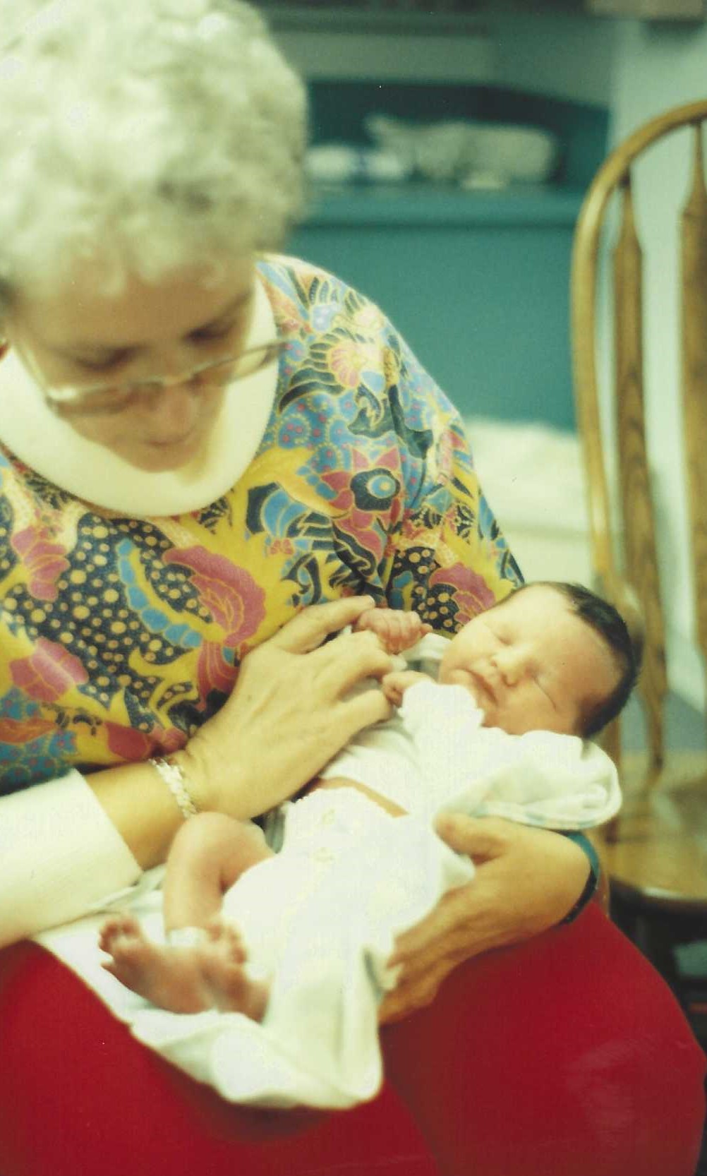 Linda with newborn nephew Nevin Scott Zink in 1992.