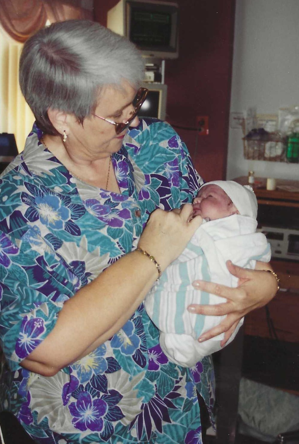 Linda with newborn nephew Dalton Murphy Zink in 1994.