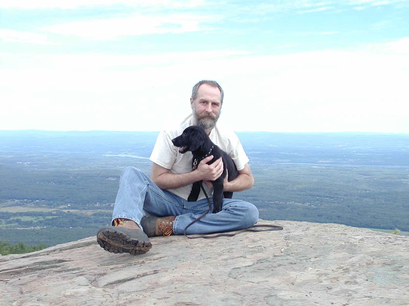 Dave and Gracie as a puppy in the Catskills