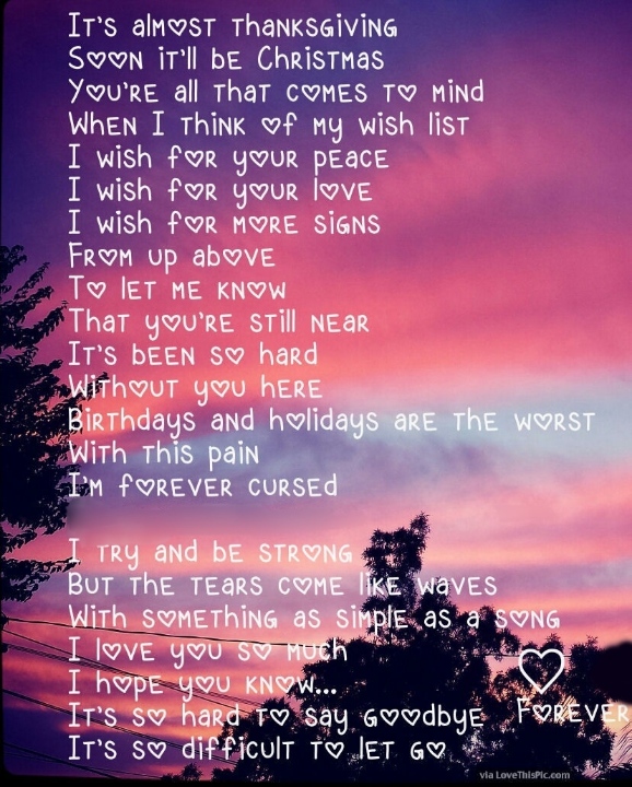 The holidays are not the same without you here!<br />
<br />
I miss you today and everyday!<br />
<br />
I LOVE YOU, ANTHONY