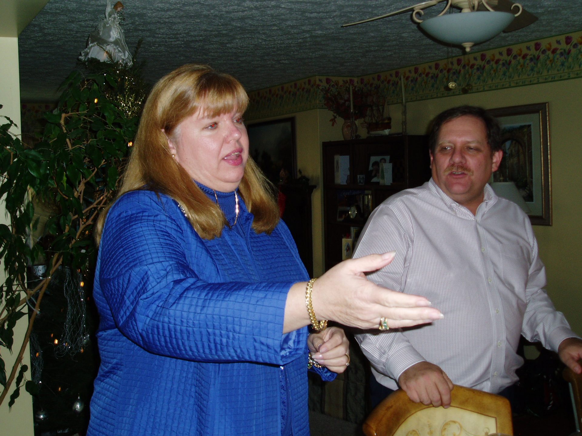Sue telling stories at Ann Lowden's Holiday Party 2006.
