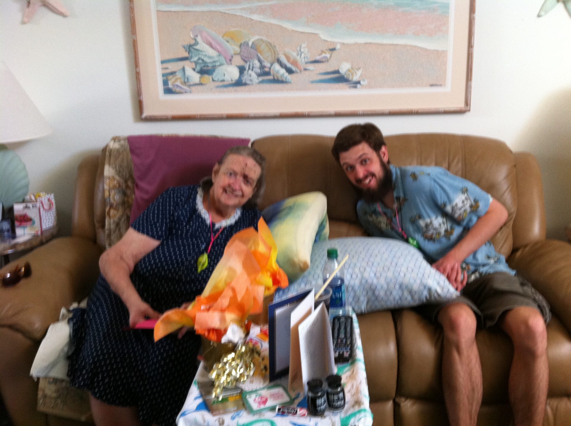My sofa / game partner.  Who's going to get the soda?  I love you Grammy