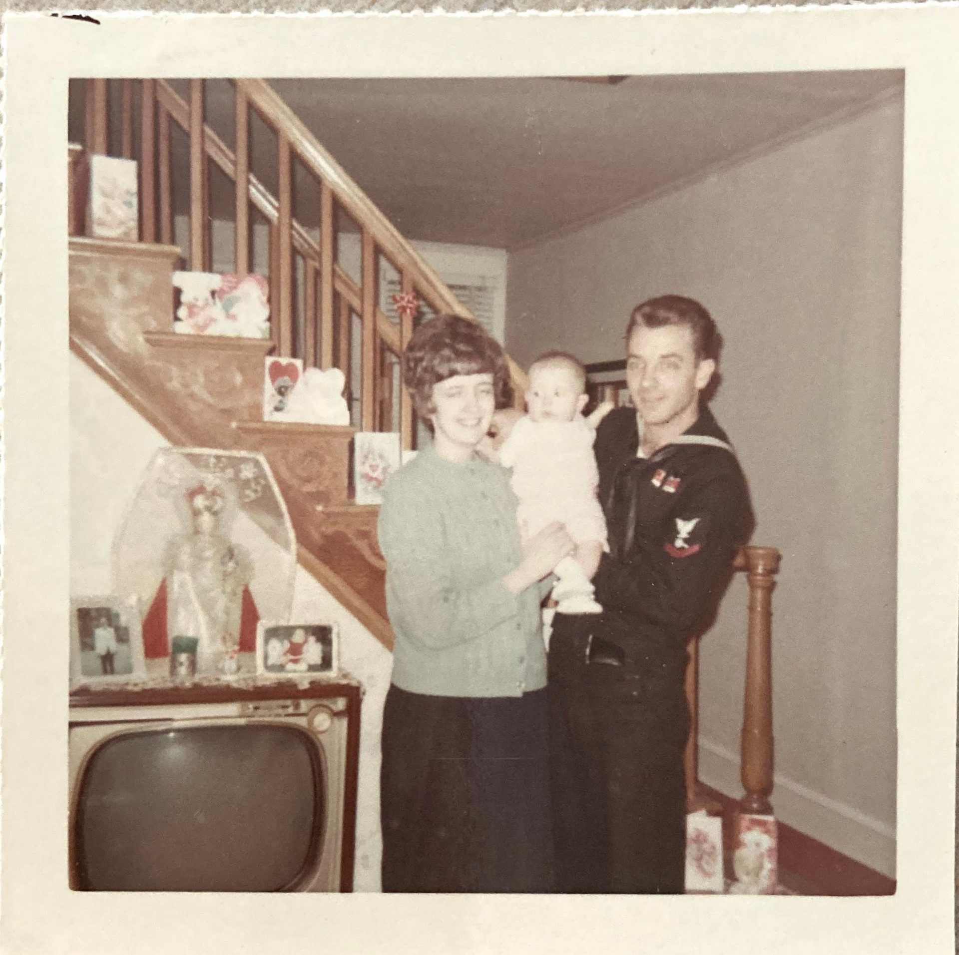 When her Navy sailor came home, he met their newest addition, Linda.