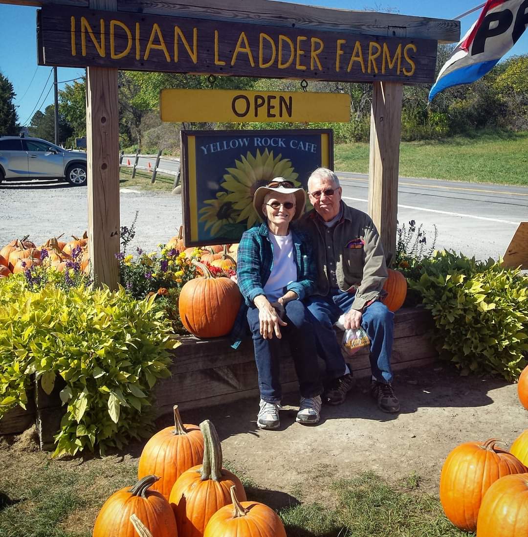 Mom and Dad in the pumpkin patch while visiting Jen in Troy, NY, October 2017.